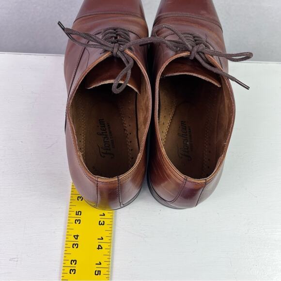 Florsheim Shoes Oxford Mens 10.5D Brown Lace Up Leather Upper Lace Up Cap Toe - Picture 6 of 9